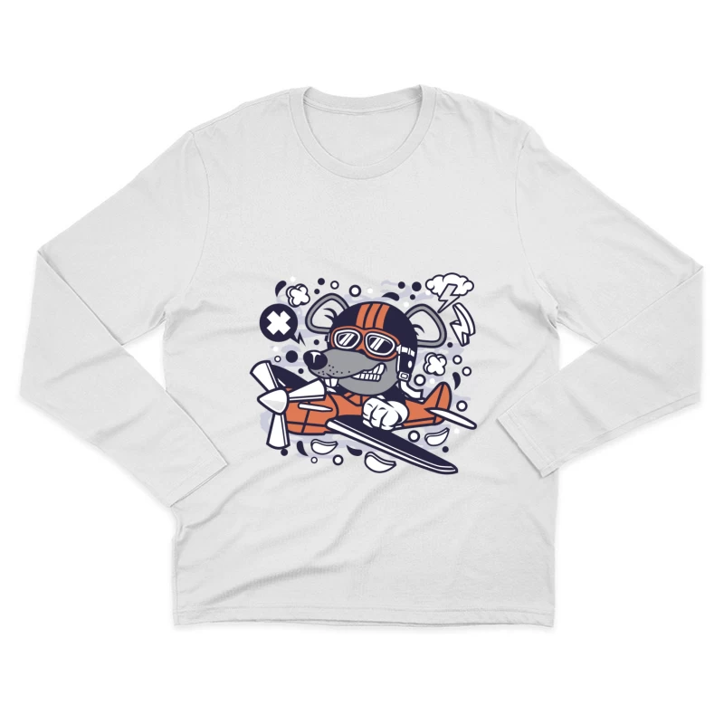 Chien pilote volant dans un avion Homme Manches Longues T-Shirt