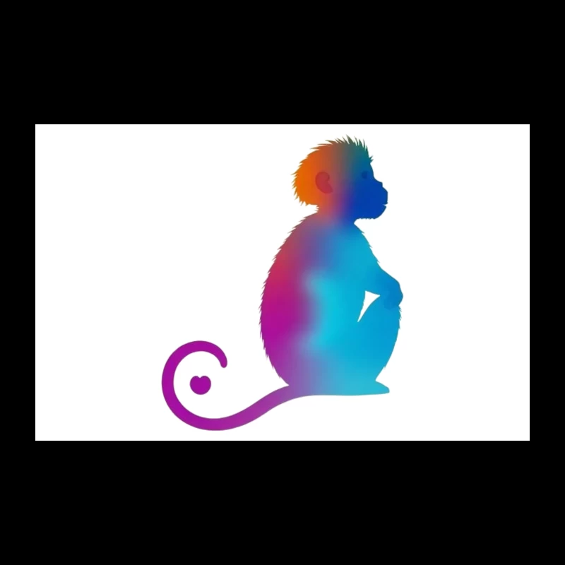 Colorful Gradient Monkey Silhouette with Curled Tail Travel Mug