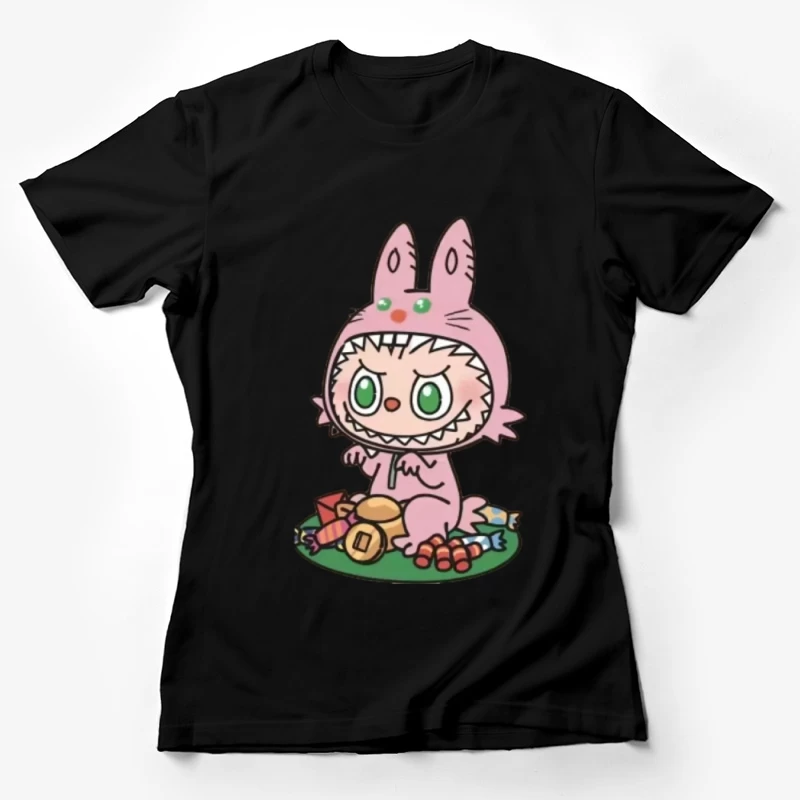 Kleines Monster im Hasenkostüm mit Süßigkeiten Damen T-Shirt