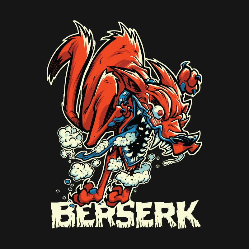 Aggressive Cartoon Wolf Berserk Art Female Long Sleeve T-Shirt