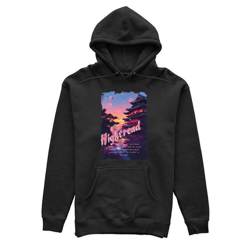 Japanische Abendlandschaft mit motivierendem Zitat Damen Pullover Hoodie