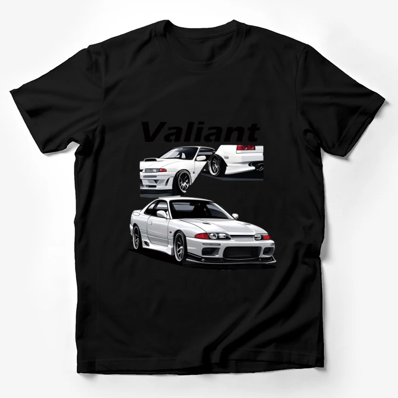 Illustration eines weißen Sportwagens namens Valiant Herren T-Shirt