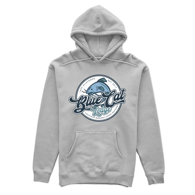 Blue Cat Lodge Restaurant & Bar Vintage Logo Design Female Pullover Hoodie