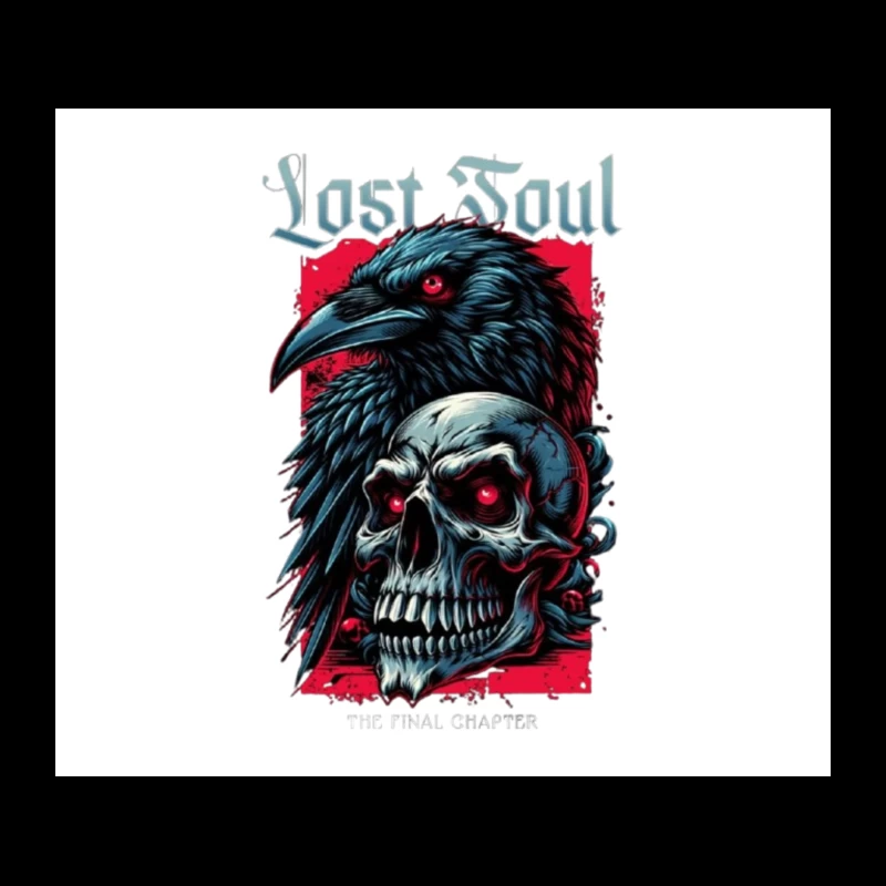 Lost Soul: Gothic Raven and Skull Dark Fantasy Illustration Tapestry