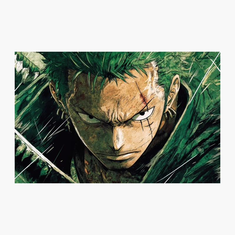 Fierce Green-Haired Swordsman from One Piece Travel Mug