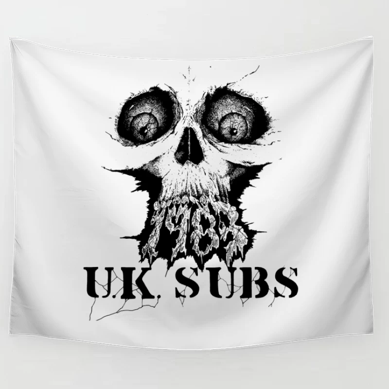 UK Subs Punk Rock Band Gothic Skull Logo Tapestry