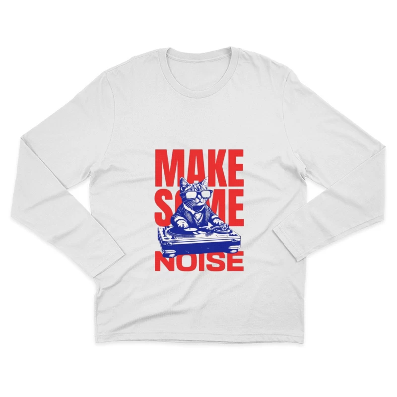 Drôle de chat DJ fait du bruit Homme Manches Longues T-Shirt