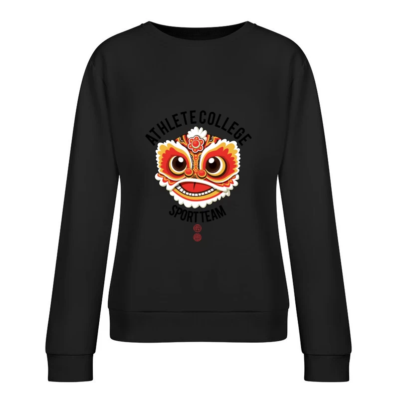 Chinesischer Löwenkopf Illustration Damen Pullover Sweatshirt