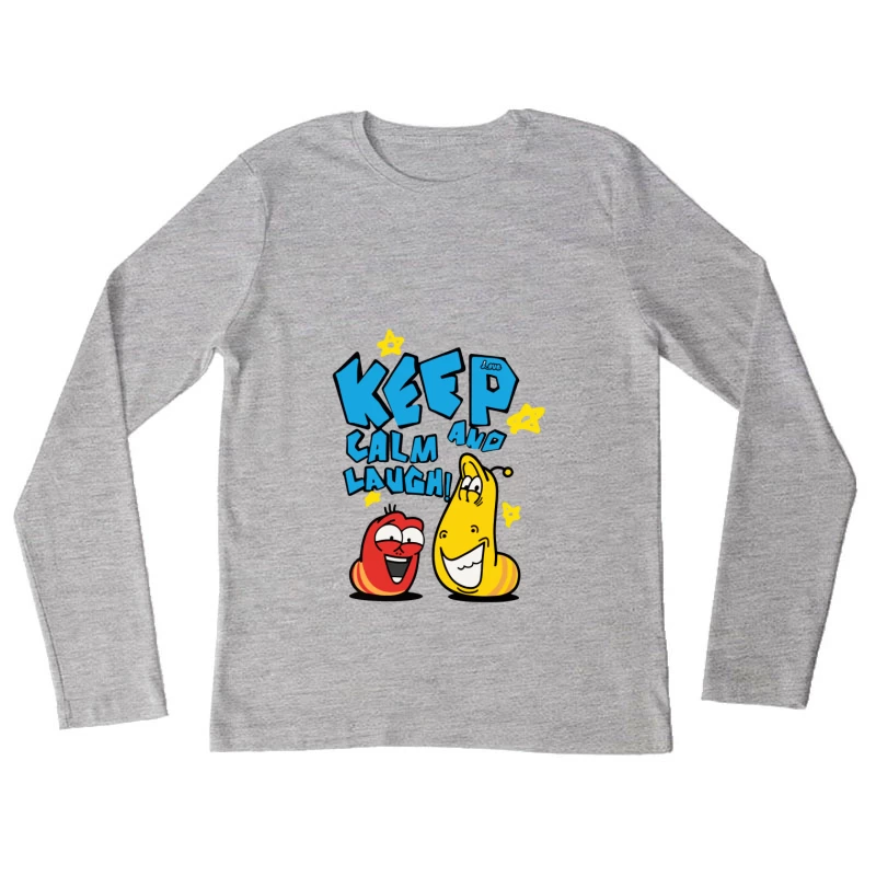 Humorvolle Cartoon-Larven mit motivierendem Spruch Damen Langarm T-Shirt