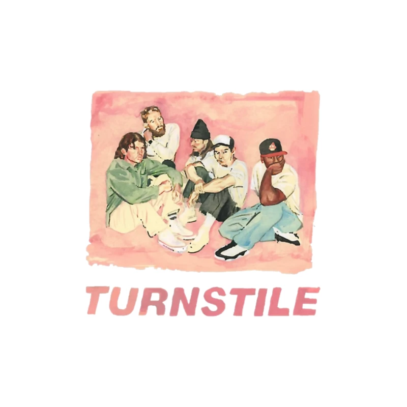 Watercolor Portrait of Hip Hop Group "Turnstile" Pin