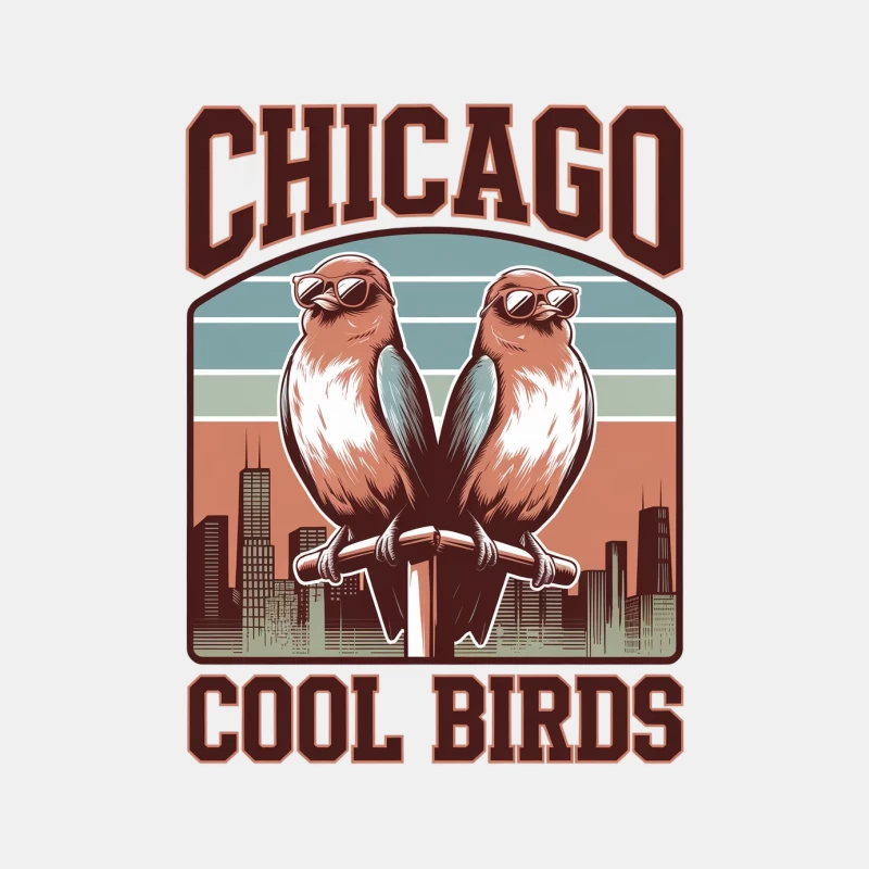 Retro Chicago Cool Birds Illustration with Skyline Male Tank Top