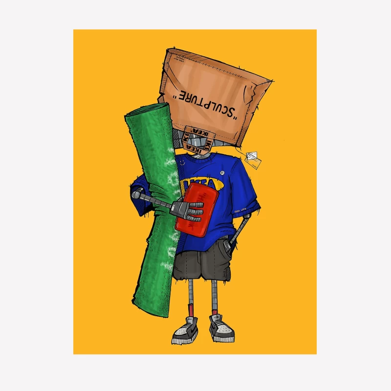 Quirky Paper Bag Robo Male T-Shirt