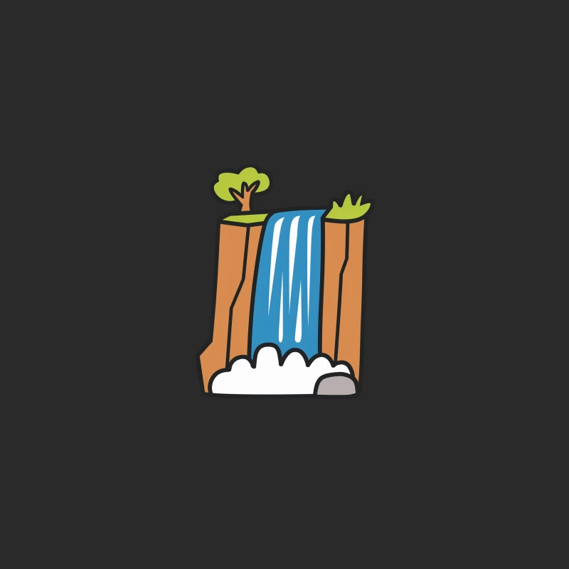 Cartoon Waterfall Nature Illustration Baseball Cap