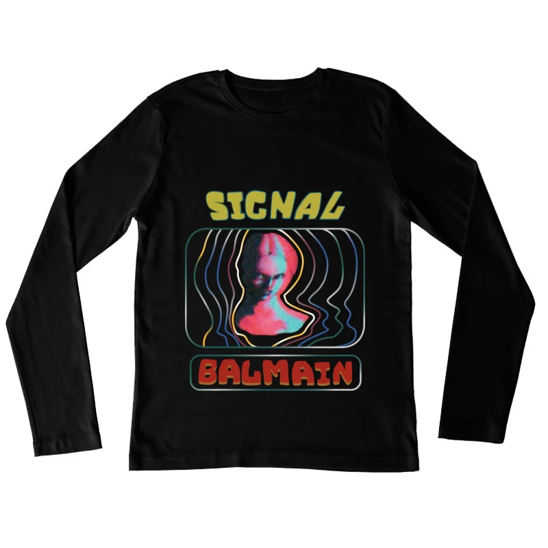 Retro Signal Kunstwerk Damen Langarm T-Shirt