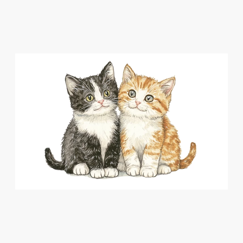 Adorable Watercolor Illustration of Two Cute Kittens Travel Mug