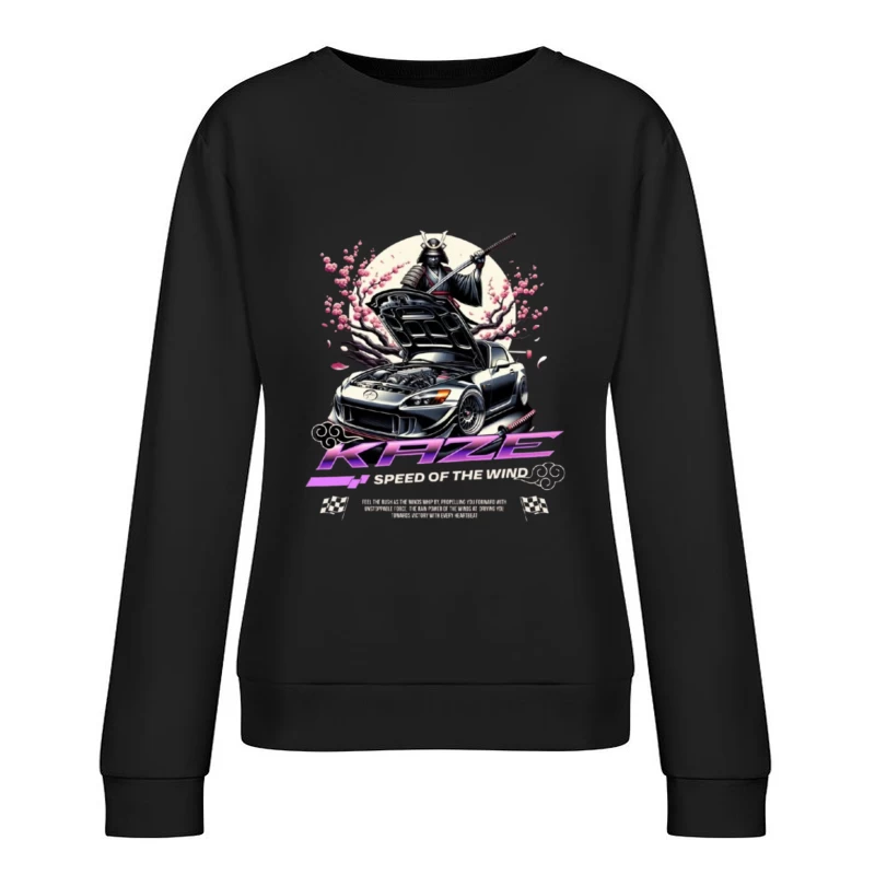 Samurai Warrior Honda S2000 with Cherry Blossoms in Anime Style Female Pullover Sweatshirt