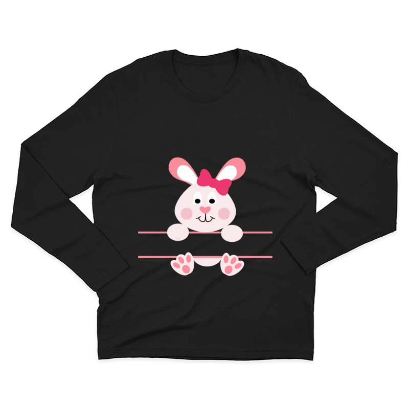 Lapin mignon avec nœud rose Homme Manches Longues T-Shirt