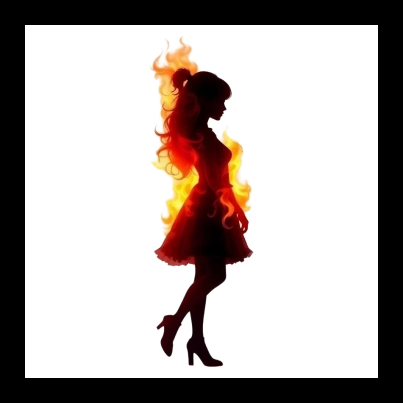 Fiery Female Silhouette in Elegant Dress Pin