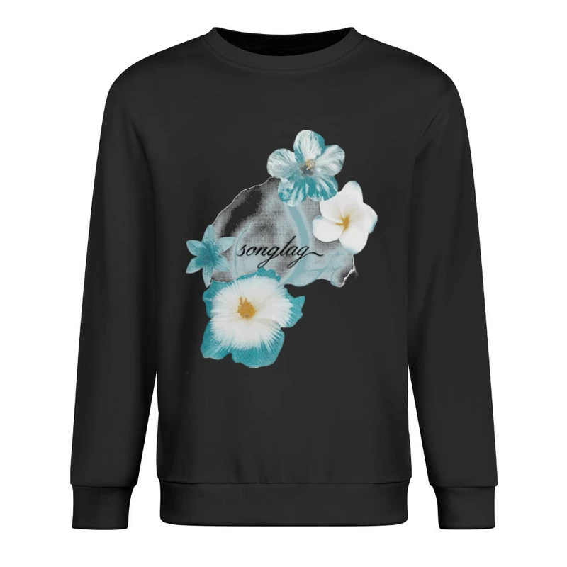 Blumen und Schriftzug Kunst Herren Pullover Sweatshirt
