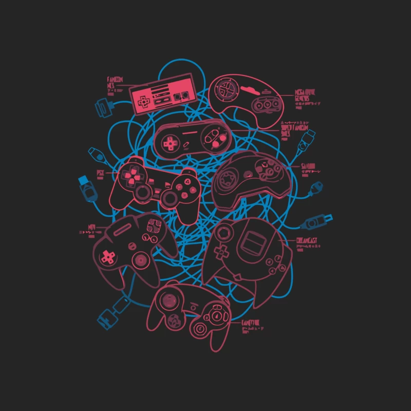 Tangled Web of Gaming History: Retro Controllers Collide Male Pullover Sweatshirt