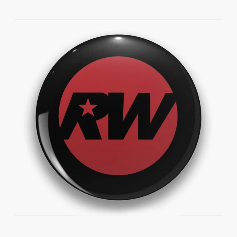 Red and White RW Star Logo Design Pin