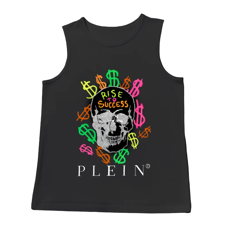 Colorful Skull Money Motivation Art: Rise to Success Male Tank Top