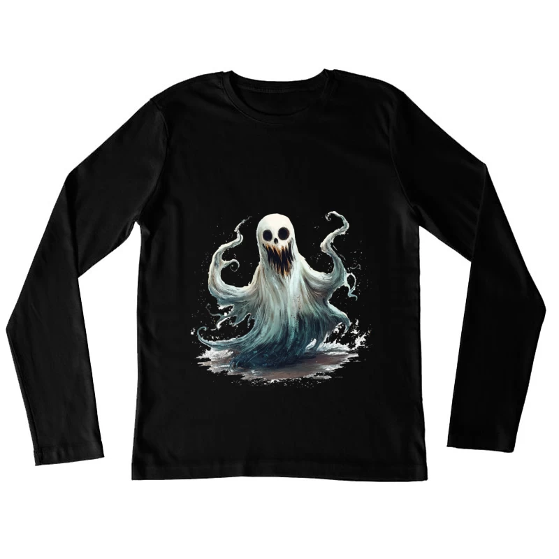 Ethereal Ghost Monster with Haunting Expression Female Long Sleeve T-Shirt