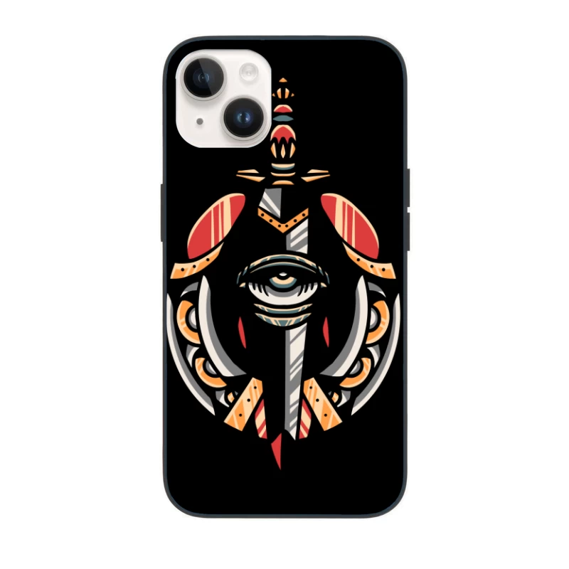 Fantasy Shield with Sword and Eye Emblem iPhone Case