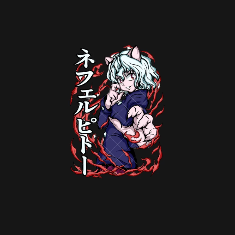 Anime-Charakter mit roten Flammen Herren T-Shirt