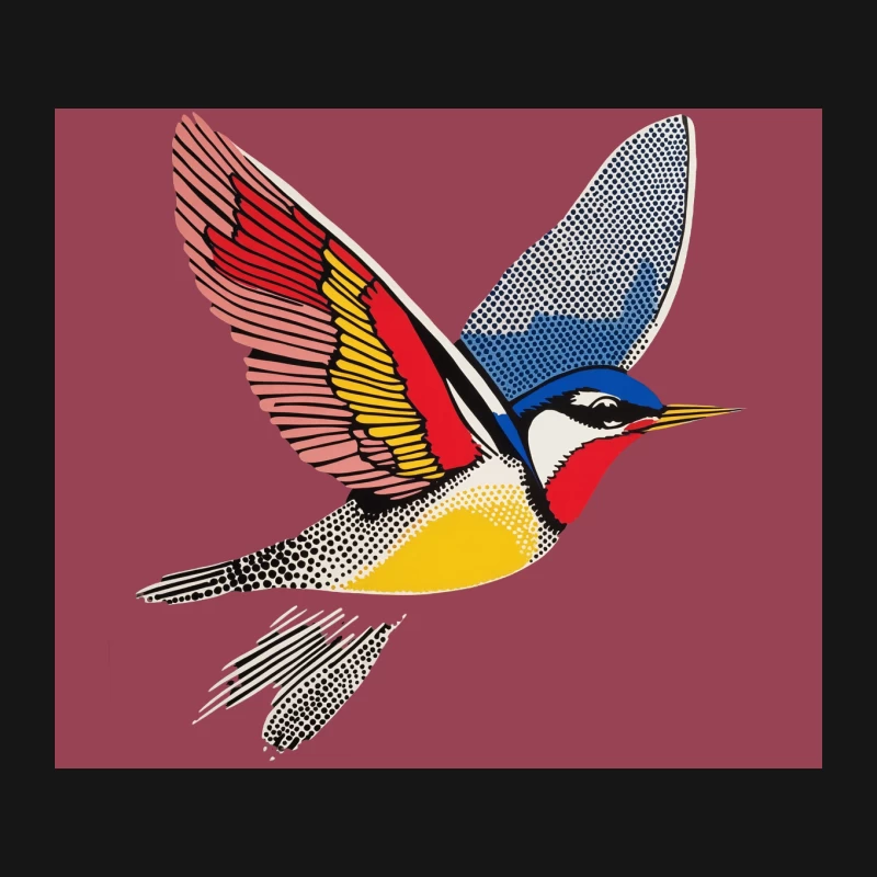 Vibrant Geometric Bird Illustration in Flight Mouse Pad