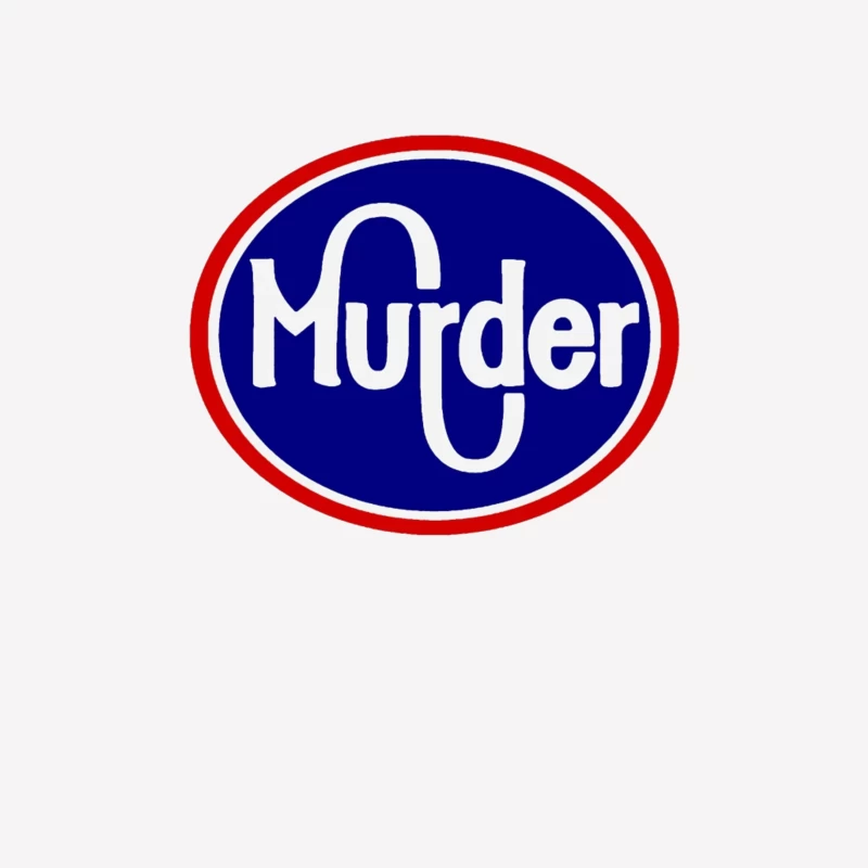 Vintage-Style Murder Text Logo in Blue and Red Male T-Shirt