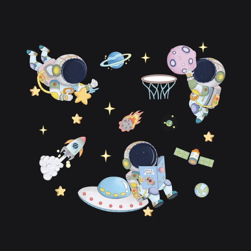 Niedliche Astronauten im Weltraum-Abenteuer Herren Pullover Hoodie