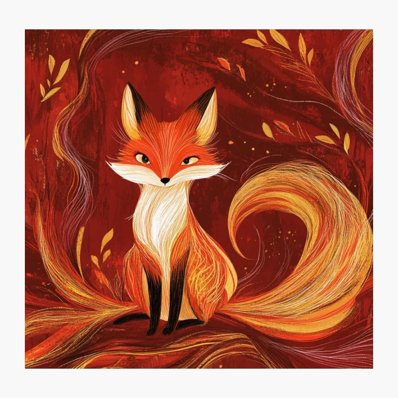 Whimsical Fox in Autumnal Fantasy Illustration Throw Pillow