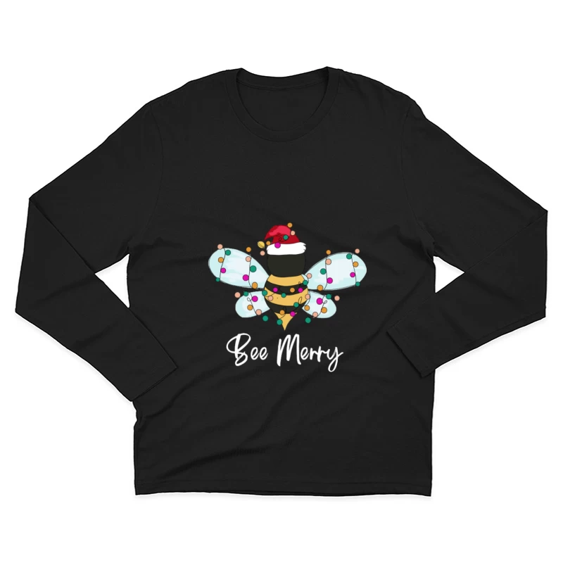 Abeille Joyeuse avec Lumières de Noël Homme Manches Longues T-Shirt