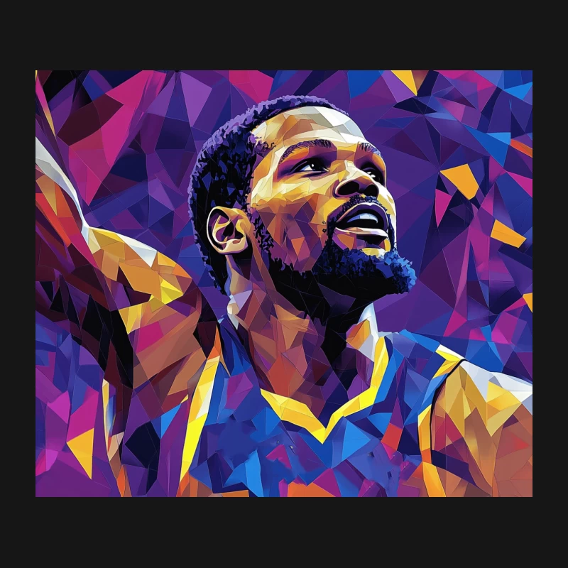 Vibrant Geometric Portrait of Athletic Basketball Player Mouse Pad