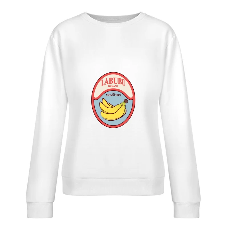 Labubu Bananen Grafik Abzeichen Damen Pullover Sweatshirt