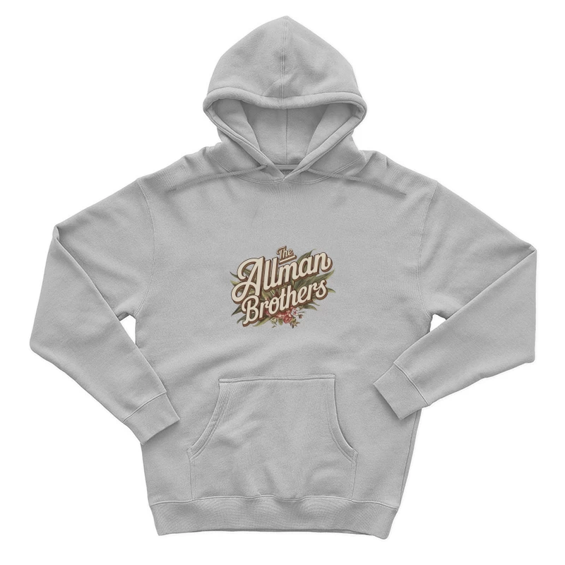 Vintage Allman Brothers Band Logo with Floral Embellishment Male Pullover Hoodie