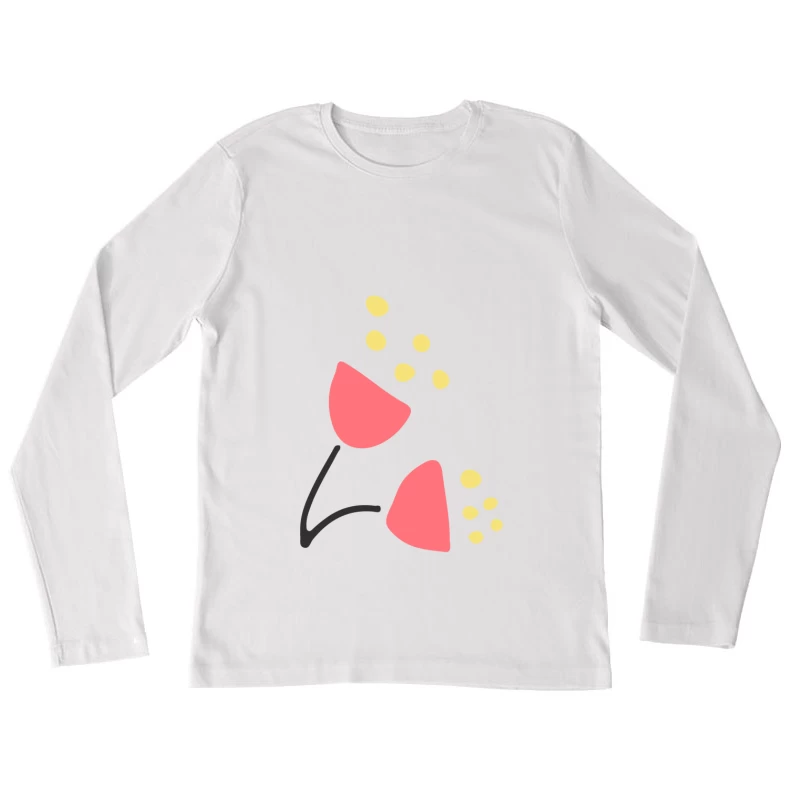 Fleurs stylisées avec points jaunes Femme Manches Longues T-Shirt