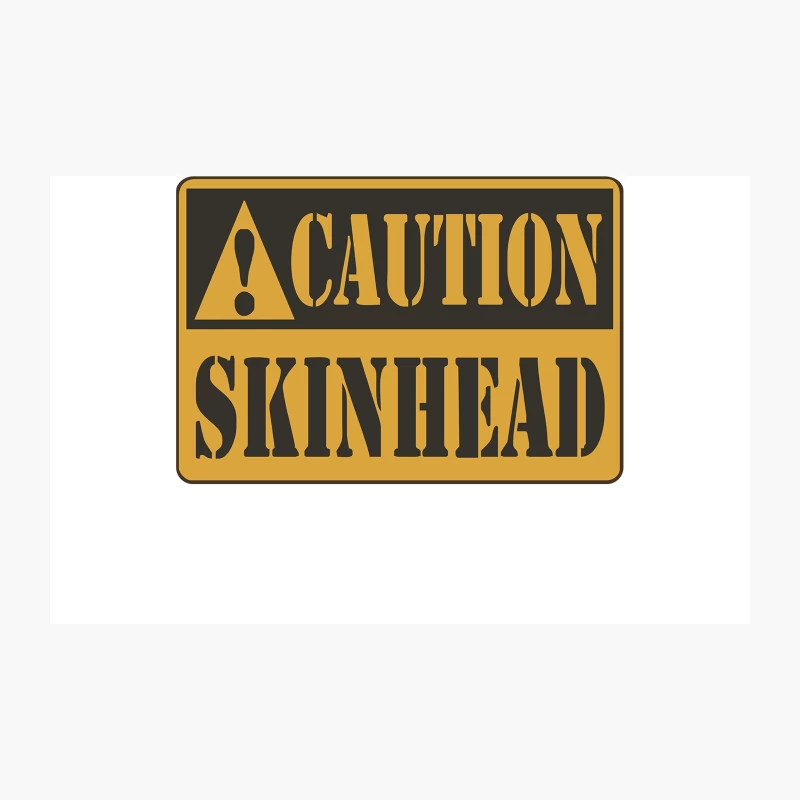 Caution: Skinhead Warning Sign in Yellow and Black Travel Mug