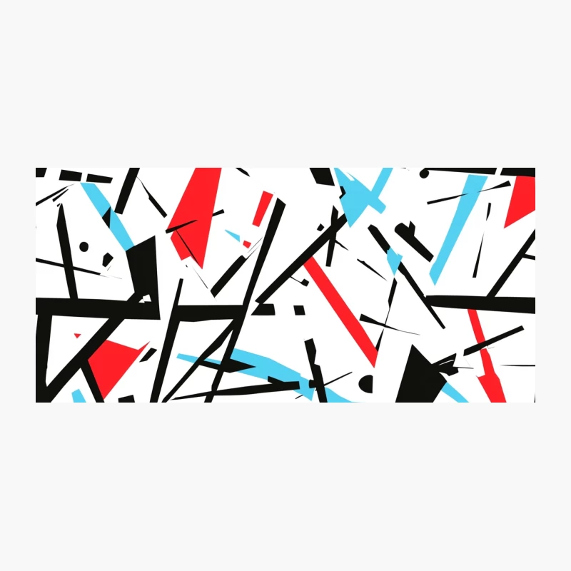 Dynamic Geometric Abstract: Modern Minimalist Pattern in Black, Red, and Blue Coffee Mug