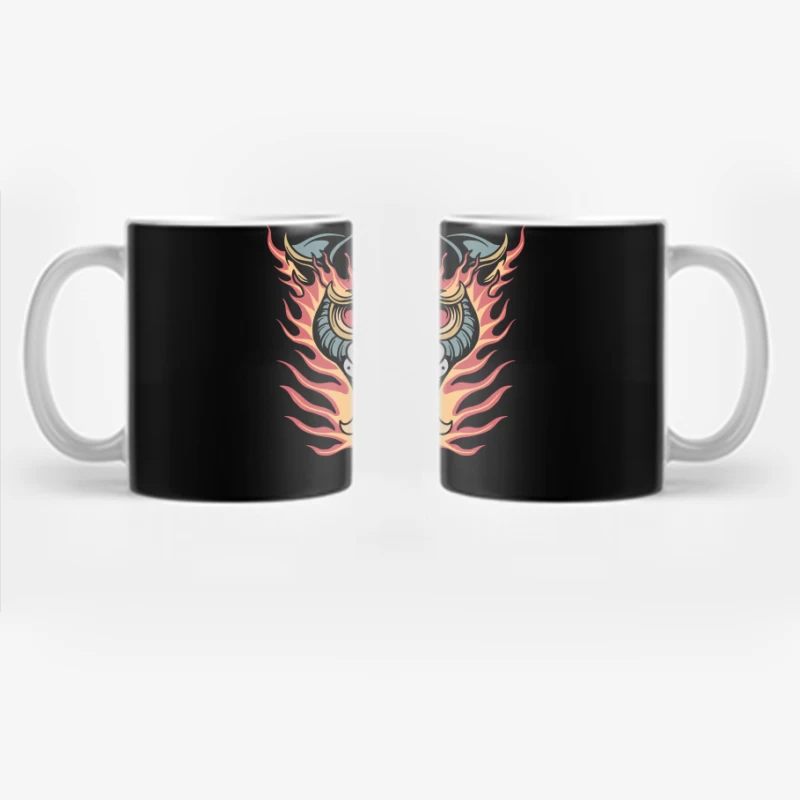 Flaming Tiger Head Design Coffee Mug