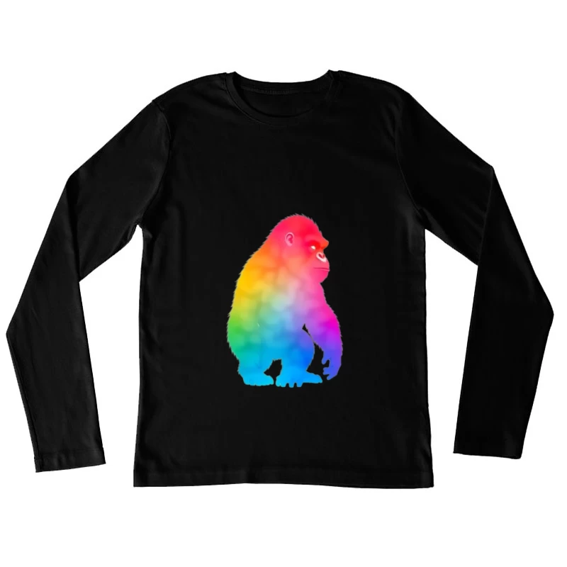 Rainbow Gradient Gorilla Silhouette Art Female Long Sleeve T-Shirt