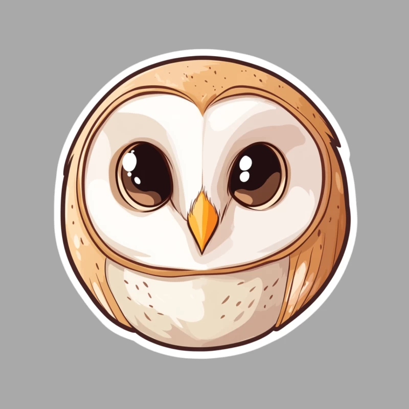 Cute Cartoon Barn Owl with Big Eyes Female Pullover Hoodie