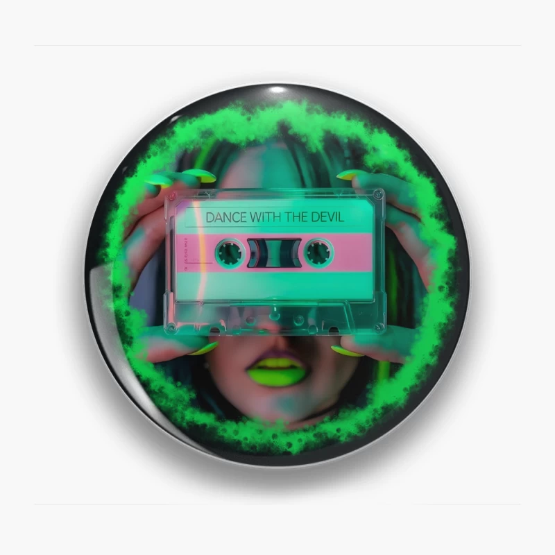 Neon Retro Cassette: Dance with the Devil Pin