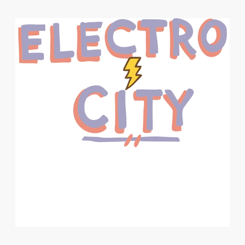 Colorful Hand-Drawn Electro City Logo with Lightning Bolt Throw Pillow