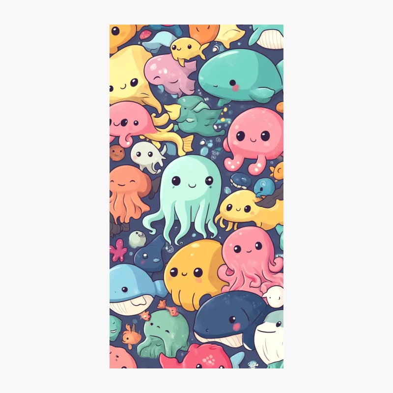 Cute Kawaii Sea Creatures Pattern iPhone Case