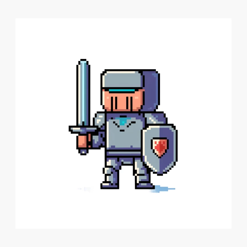 Pixel Art Knight: Armed Warrior Game Character Throw Pillow