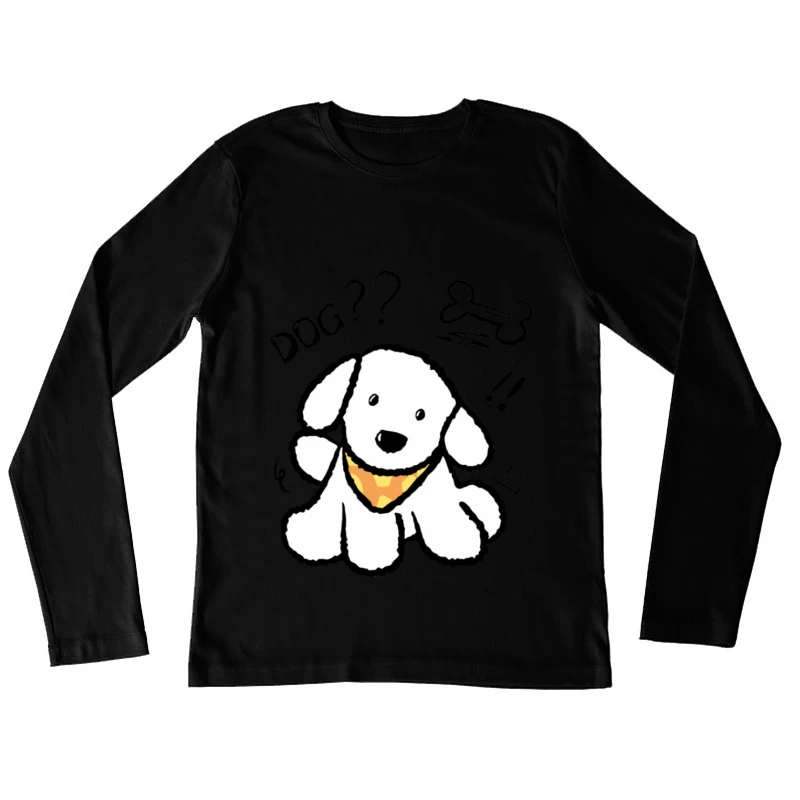 Süßer Cartoon-Hund mit gelbem Halstuch Damen Langarm T-Shirt