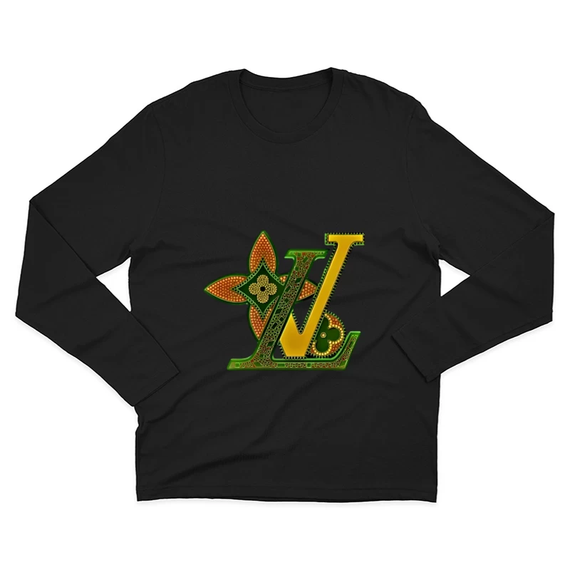 Luxus-Logo-Design in goldenen und grünen Tönen Herren Langarm T-Shirt