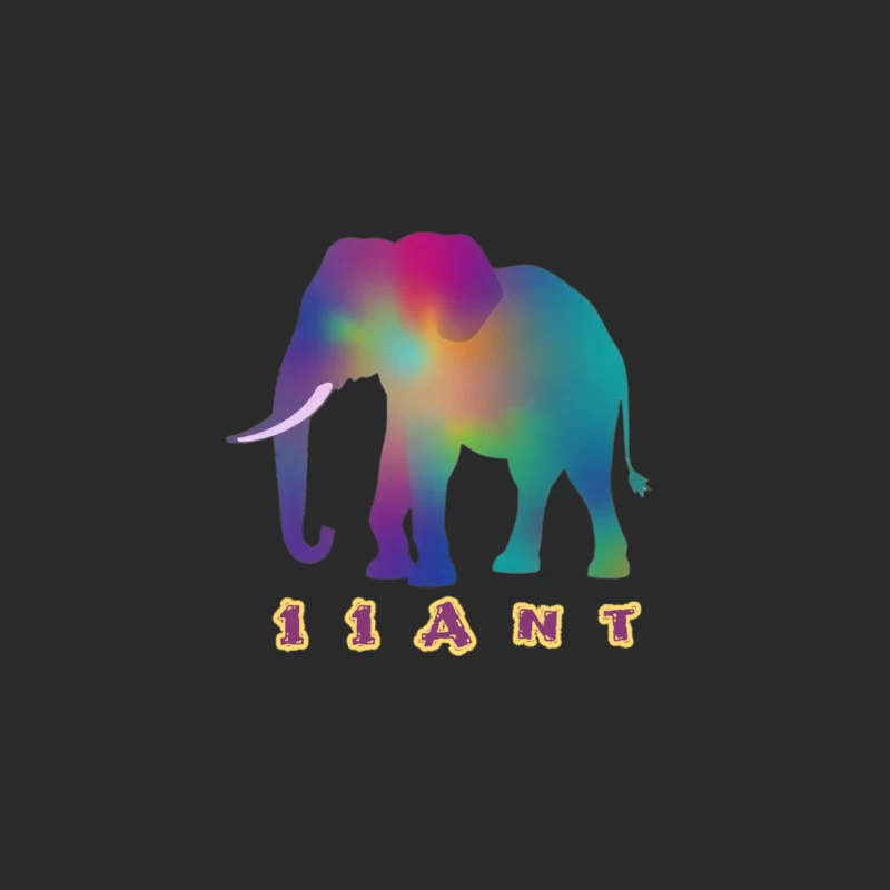 Rainbow Gradient Elephant Silhouette with "11ANT" Text Baseball Cap